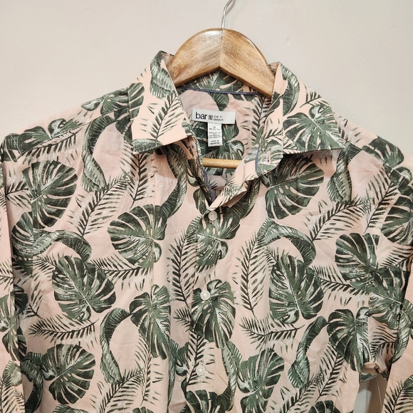 Bar III Shirt Mens Medium Floral Tropical Palm Long Sleeve Tropical Beach Summer - Picture 2 of 12
